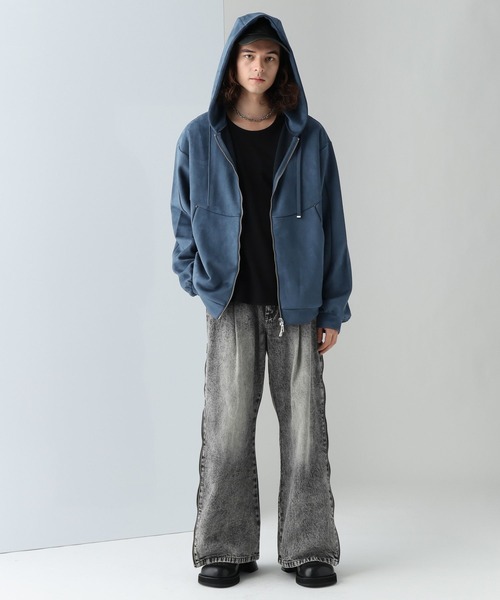 HARE（ハレ）の「SOFTフェイクスウェードZIPパーカー(HARE)（パーカー・メンズ・グレー/ブラック/ブルー・FREE）」の11枚目の写真