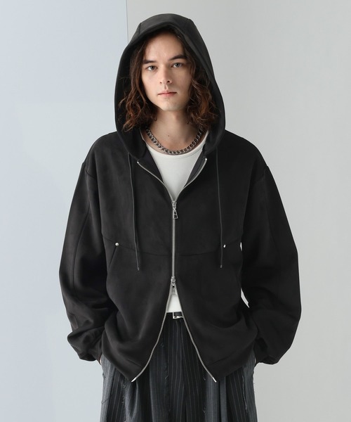 HARE（ハレ）の「SOFTフェイクスウェードZIPパーカー(HARE)（パーカー・メンズ・グレー/ブラック/ブルー・FREE）」の13枚目の写真