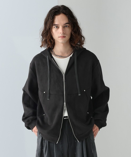 HARE（ハレ）の「SOFTフェイクスウェードZIPパーカー(HARE)（パーカー・メンズ・グレー/ブラック/ブルー・FREE）」の14枚目の写真