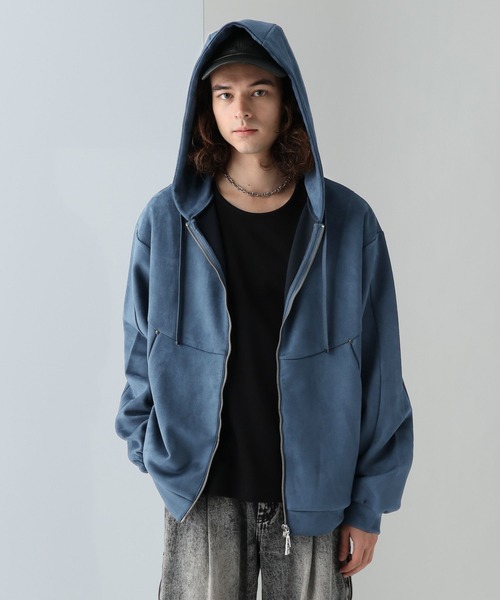 HARE（ハレ）の「SOFTフェイクスウェードZIPパーカー(HARE)（パーカー・メンズ・グレー/ブラック/ブルー・FREE）」の18枚目の写真