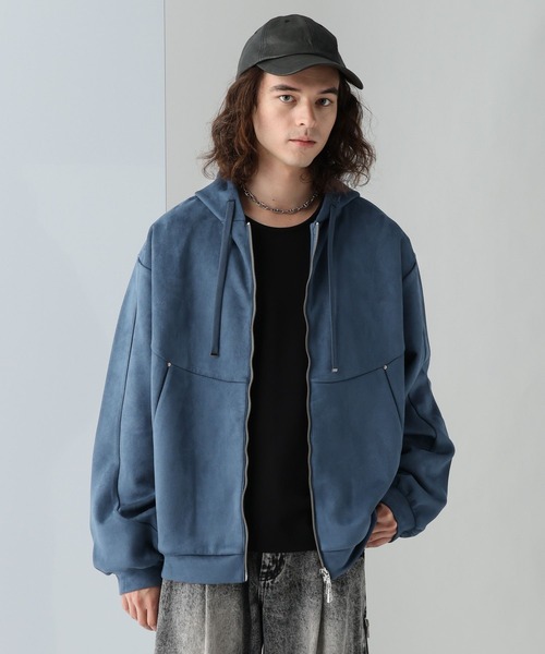 HARE（ハレ）の「SOFTフェイクスウェードZIPパーカー(HARE)（パーカー・メンズ・グレー/ブラック/ブルー・FREE）」の19枚目の写真