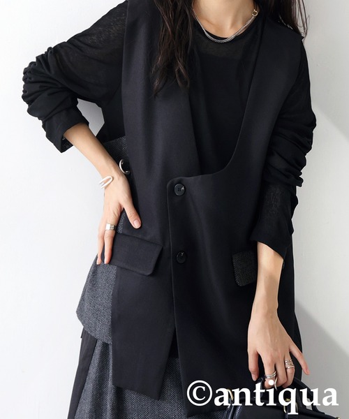 antiqua(アンティカ)の「アシメデザインベスト(ベスト・レディース・ブラック・ONESIZE)」の1枚目の写真