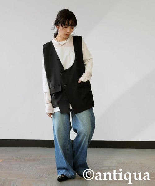 antiqua(アンティカ)の「アシメデザインベスト(ベスト・レディース・ブラック・ONESIZE)」の5枚目の写真