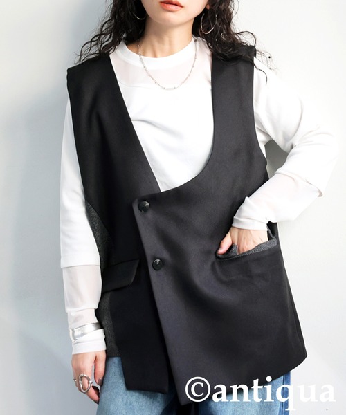 antiqua(アンティカ)の「アシメデザインベスト(ベスト・レディース・ブラック・ONESIZE)」の8枚目の写真