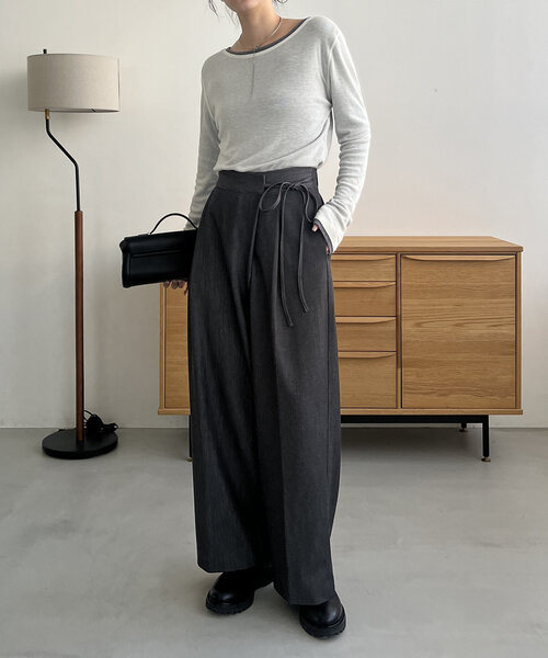 CAPRICIEUX LE'MAGE（カプリシューレマージュ）の「ラップリボンパンツ（その他パンツ・レディース・ブラック/ベージュ・36/38）」の5枚目の写真