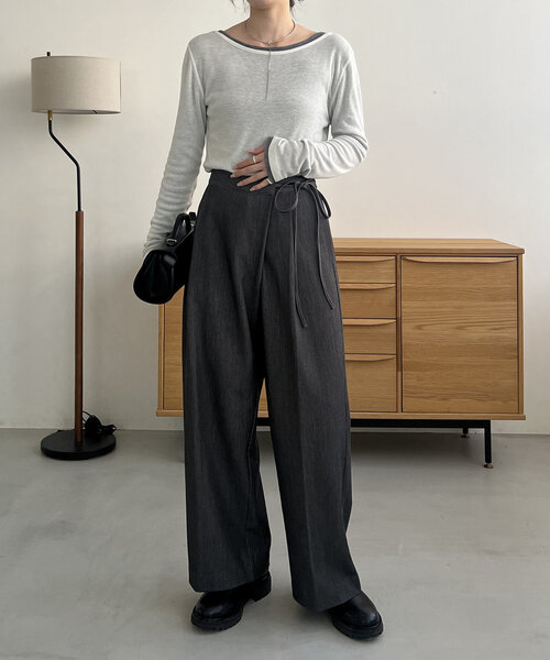 CAPRICIEUX LE'MAGE（カプリシューレマージュ）の「ラップリボンパンツ（その他パンツ・レディース・ブラック/ベージュ・36/38）」の7枚目の写真