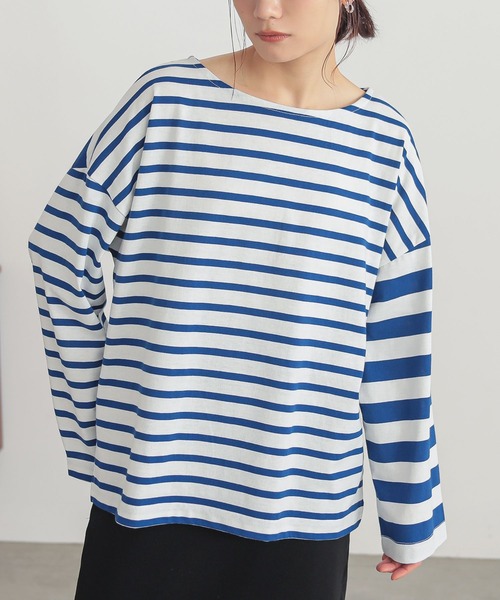 n'OrLABEL（ノアールレーベル）の「『ミックスボーダーカットソー』（Tシャツ/カットソー・レディース・ブルー/イエロー/アイボリー/ブラック・FREE）」の3枚目の写真