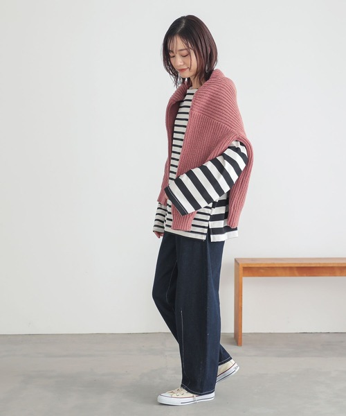 n'OrLABEL（ノアールレーベル）の「『ミックスボーダーカットソー』（Tシャツ/カットソー・レディース・ブルー/イエロー/アイボリー/ブラック・FREE）」の8枚目の写真