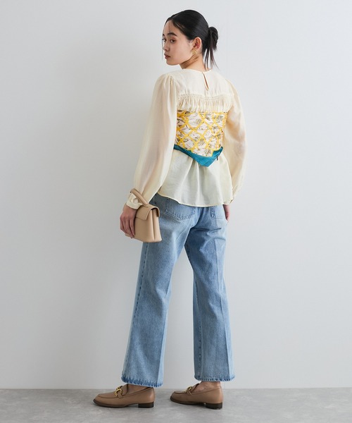 VIS(ビス)の「【洗える】シャーリングブラウス(シャツ/ブラウス・レディース・ネイビー/ホワイト/クリーム・FREE)」の5枚目の写真