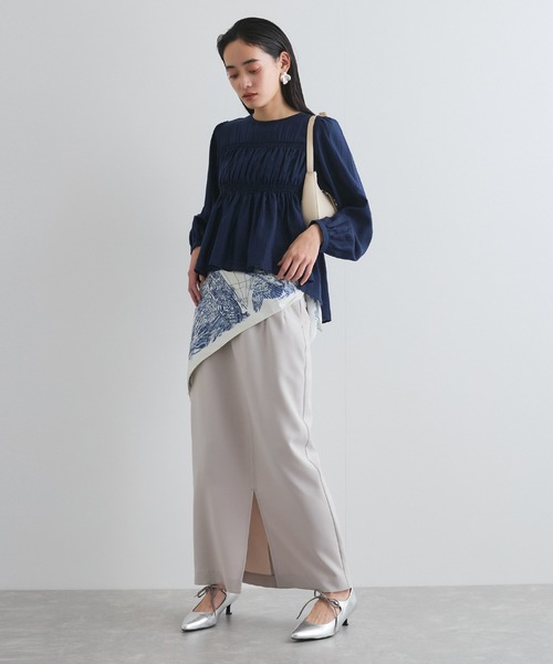 VIS(ビス)の「【洗える】シャーリングブラウス(シャツ/ブラウス・レディース・ネイビー/ホワイト/クリーム・FREE)」の8枚目の写真