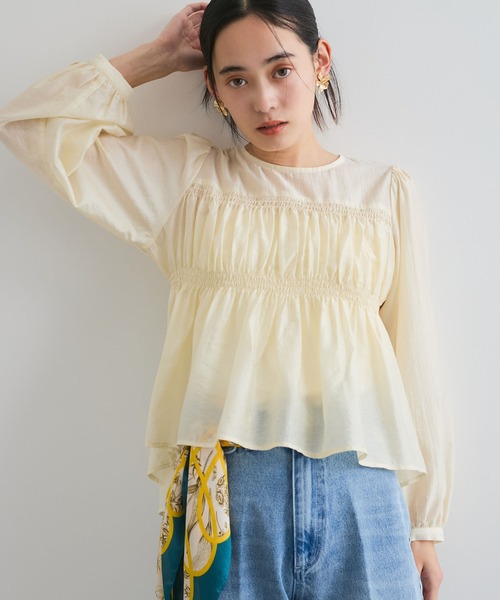 セール】【洗える】シャーリングブラウス（シャツ/ブラウス）｜VIS