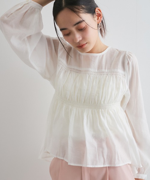 VIS(ビス)の「【洗える】シャーリングブラウス(シャツ/ブラウス・レディース・ネイビー/ホワイト/クリーム・FREE)」の15枚目の写真