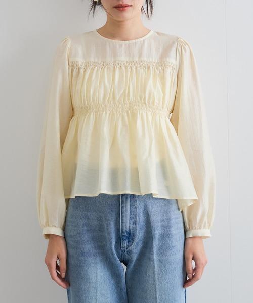 VIS(ビス)の「【洗える】シャーリングブラウス(シャツ/ブラウス・レディース・ネイビー/ホワイト/クリーム・FREE)」の17枚目の写真