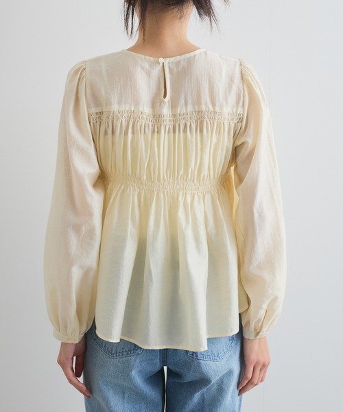 VIS(ビス)の「【洗える】シャーリングブラウス(シャツ/ブラウス・レディース・ネイビー/ホワイト/クリーム・FREE)」の19枚目の写真