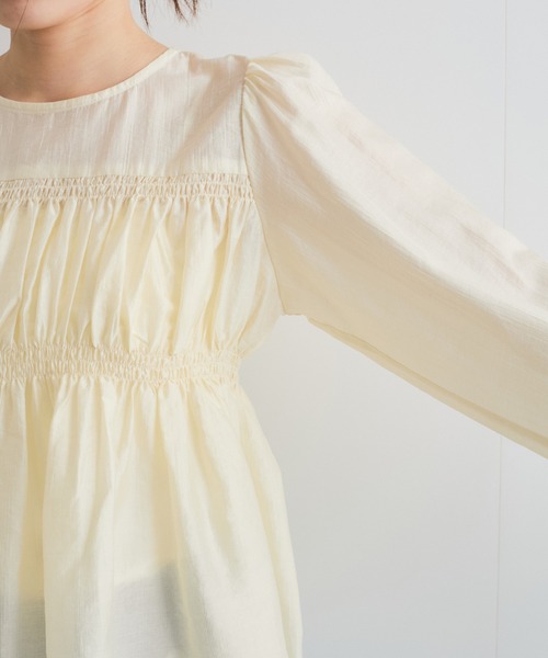 VIS(ビス)の「【洗える】シャーリングブラウス(シャツ/ブラウス・レディース・ネイビー/ホワイト/クリーム・FREE)」の21枚目の写真