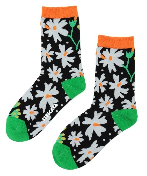 チチカカ（チチカカ）の「エスニックフラワーソックス 23-25cm（ソックス/靴下・レディース・イエロー/ブラック/ブルー・FREE）」の5枚目の写真