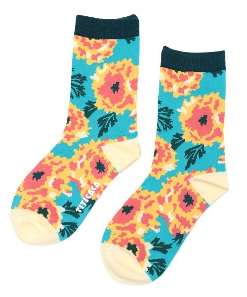 チチカカ（チチカカ）の「エスニックフラワーソックス 23-25cm（ソックス/靴下・レディース・イエロー/ブラック/ブルー・FREE）」の6枚目の写真