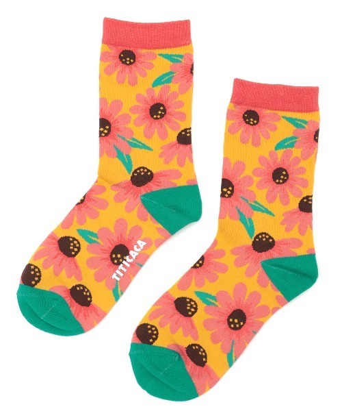 チチカカ（チチカカ）の「エスニックフラワーソックス 23-25cm（ソックス/靴下・レディース・イエロー/ブラック/ブルー・FREE）」の7枚目の写真