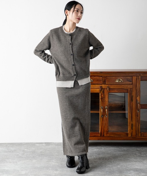 MILLION CARATS（ミリオンカラッツ）の「フェイクレイヤード ニットカーデ＆リラックススカートセット（アンサンブル・レディース・ブラウン/グレー・FREE）」の10枚目の写真