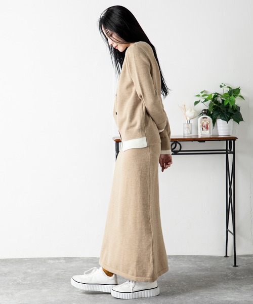 MILLION CARATS（ミリオンカラッツ）の「フェイクレイヤード ニットカーデ＆リラックススカートセット（アンサンブル・レディース・ブラウン/グレー・FREE）」の5枚目の写真