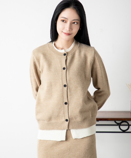 MILLION CARATS（ミリオンカラッツ）の「フェイクレイヤード ニットカーデ＆リラックススカートセット（アンサンブル・レディース・ブラウン/グレー・FREE）」の3枚目の写真