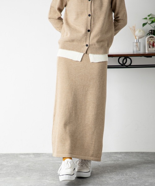 MILLION CARATS（ミリオンカラッツ）の「フェイクレイヤード ニットカーデ＆リラックススカートセット（アンサンブル・レディース・ブラウン/グレー・FREE）」の15枚目の写真