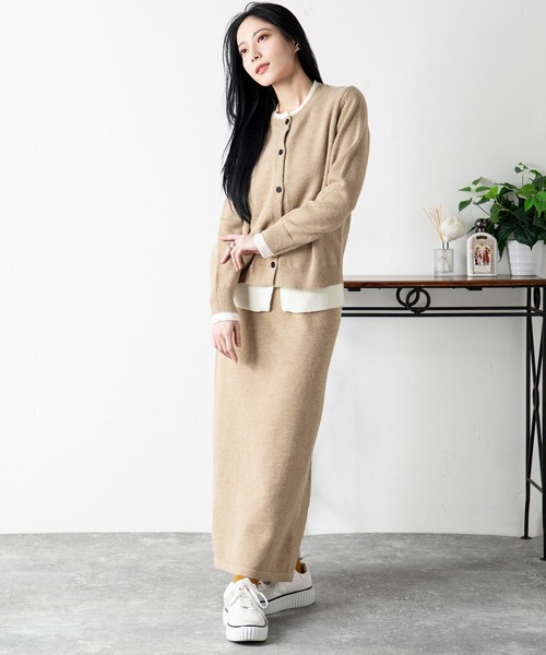 MILLION CARATS（ミリオンカラッツ）の「フェイクレイヤード ニットカーデ＆リラックススカートセット（アンサンブル・レディース・ブラウン/グレー・FREE）」の12枚目の写真