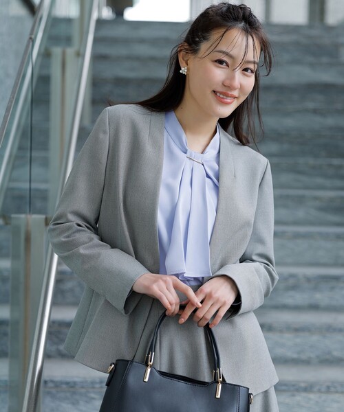 セール】【洗える】褒めらレディノーカラー ジャケット（ノー