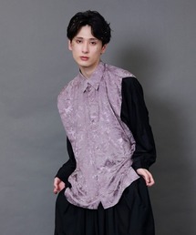 花柄ジャカード狩衣風切替シャツ