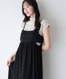tricot COMME des GARCONS ドット柄 ワンピース ネイビー IEDIT[イディット] ラメ糸入りランダムドット柄ワンピース