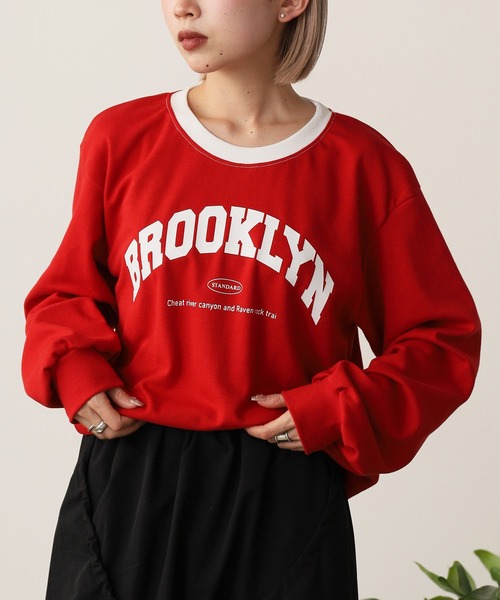 ROOPTOKYO(ループトウキョウ)の「BROOKLYN Arch Logo Print Sweatshirt / BROOKLYN アーチロゴプリント スウェット(スウェット・レディース・レッド/グレー/ネイビー・FREE)」の3枚目の写真