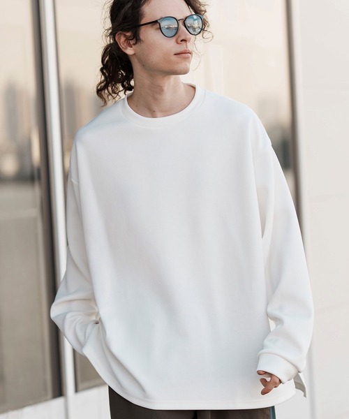 CAMBIO（カンビオ）の「mlt5073-ビックシルエットサイドスリットカットソー（Tシャツ/カットソー・メンズ・グレイッシュベージュ/ブラック/ホワイト・M/L/XL）」の16枚目の写真