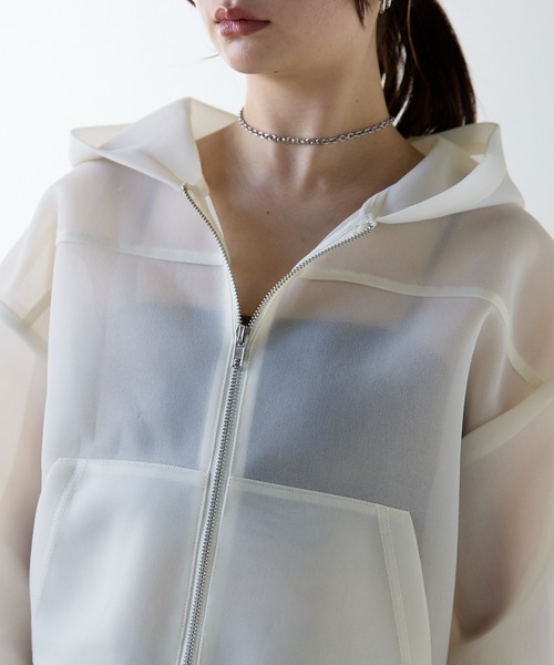お値下げTheory ホワイト シアーコットン　フルジップ パーカー S HAKUJI(ハクジ)/TENCEL COTTON BIGS PO(テンセル コットン