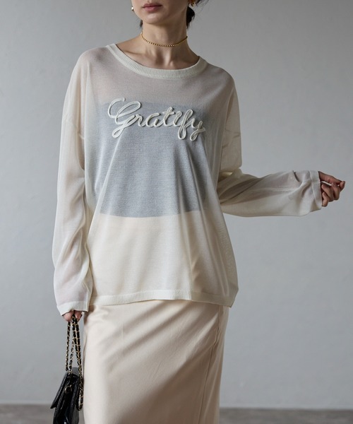 sinoon プルオーバー セーター ニット ロゴ アイボリー SINOON】 BOUCLE LOGO SWEATSHIRT (IVORY) (sinoon/ニット