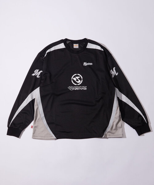 WHO'S WHO gallery(フーズフーギャラリー)の「【千葉ロッテ】コラボモトクロスシャツ(Tシャツ/カットソー・レディース・ブラック/グレー・FREE)」の1枚目の写真