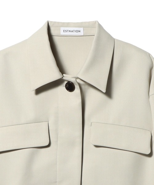 ESTNATION（エストネーション）の「ESTNATION / ビックポケットワークジャケット（ブルゾン・レディース・ベージュ/ブラック・FREE）」の8枚目の写真