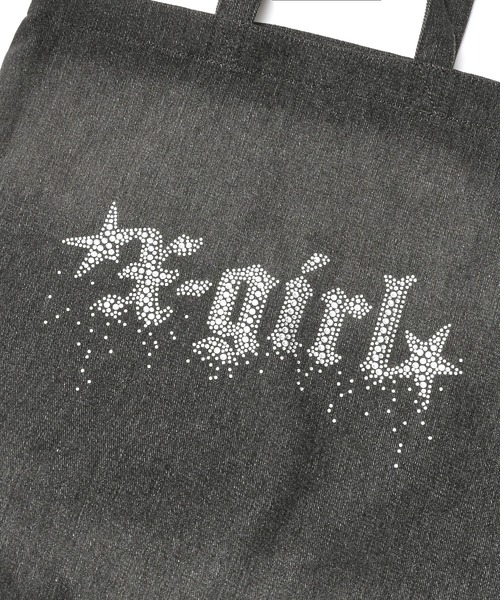 RHINESTONE STARDUST LOGO TOTE BAG（トートバッグ）｜X-girl