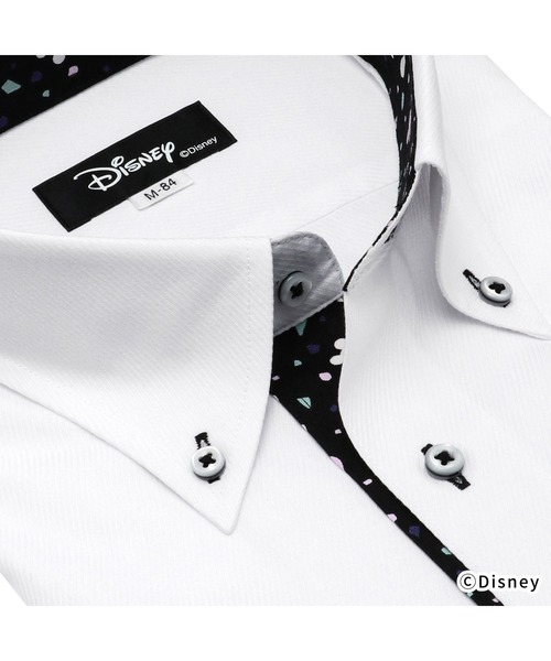 TOKYO SHIRTS(トウキョウシャツ)の「【Disney ディズニー】形態安定ノーアイロン ボタンダウン 長袖ビジネスワイシャツ(ビジネスシャツ・メンズ・ホワイト・首回り37cm-裄丈80cm/首回り39cm-裄丈80cm/首回り39cm-裄丈84cm/首回り41cm-裄丈82cm/首回り41cm-裄丈86cm/首回り42cm-裄丈82cm/首回り42cm-裄丈86cm/首回り43cm-裄丈82cm/首回り43cm-裄丈86cm/首回り37cm-裄丈84cm)」の2枚目の写真