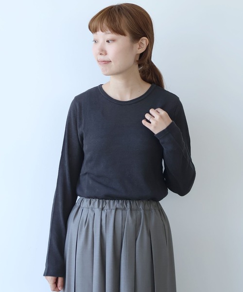 bulle de savon(ビュルデサボン)の「△hana×mesh ジャガード 長袖プルオーバー(Tシャツ/カットソー・レディース・カーキ/チャコールグレー/ホワイト/キナリ・FREE)」の2枚目の写真