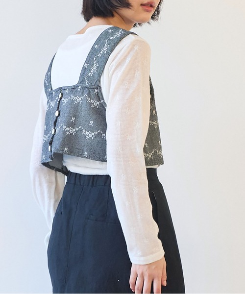 bulle de savon(ビュルデサボン)の「△hana×mesh ジャガード 長袖プルオーバー(Tシャツ/カットソー・レディース・カーキ/チャコールグレー/ホワイト/キナリ・FREE)」の6枚目の写真