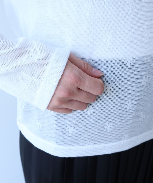 bulle de savon(ビュルデサボン)の「△hana×mesh ジャガード 長袖プルオーバー(Tシャツ/カットソー・レディース・カーキ/チャコールグレー/ホワイト/キナリ・FREE)」の18枚目の写真