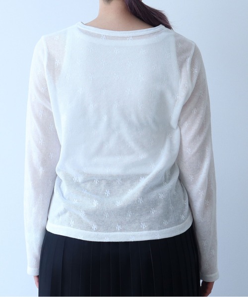 bulle de savon(ビュルデサボン)の「△hana×mesh ジャガード 長袖プルオーバー(Tシャツ/カットソー・レディース・カーキ/チャコールグレー/ホワイト/キナリ・FREE)」の15枚目の写真