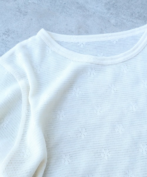 bulle de savon(ビュルデサボン)の「△hana×mesh ジャガード 長袖プルオーバー(Tシャツ/カットソー・レディース・カーキ/チャコールグレー/ホワイト/キナリ・FREE)」の9枚目の写真