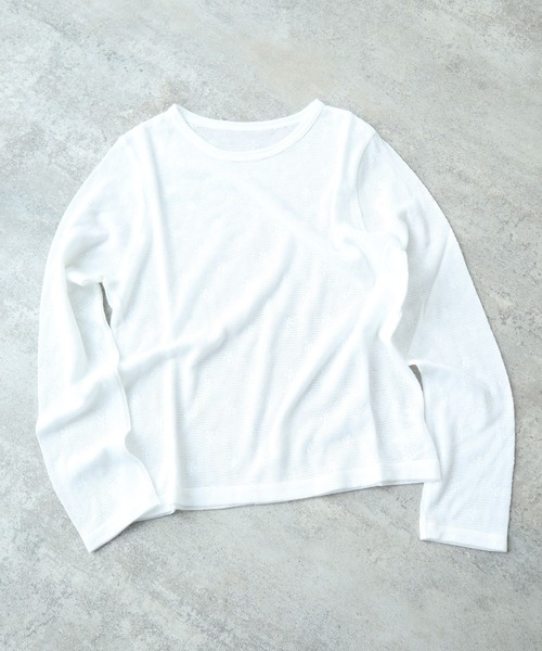 bulle de savon(ビュルデサボン)の「△hana×mesh ジャガード 長袖プルオーバー(Tシャツ/カットソー・レディース・カーキ/チャコールグレー/ホワイト/キナリ・FREE)」の10枚目の写真