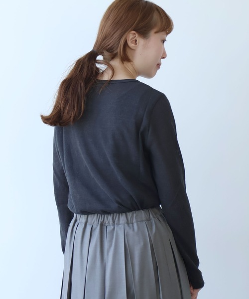 bulle de savon(ビュルデサボン)の「△hana×mesh ジャガード 長袖プルオーバー(Tシャツ/カットソー・レディース・カーキ/チャコールグレー/ホワイト/キナリ・FREE)」の21枚目の写真