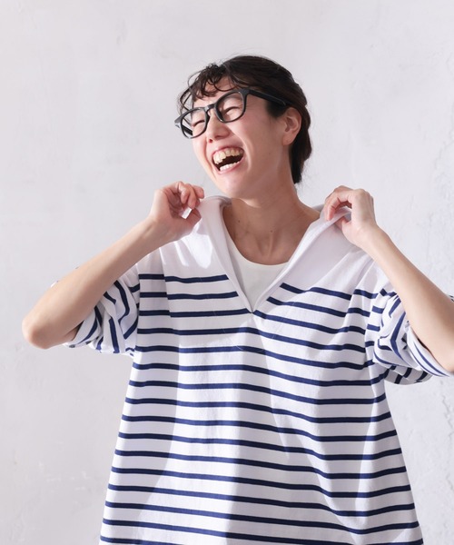 soulberry（ソウルベリー）の「おてんばblueセーラー襟のボーダーカットソー（Tシャツ/カットソー・レディース・ネイビー系・L/M/5L/4L/3L/LL）」の7枚目の写真