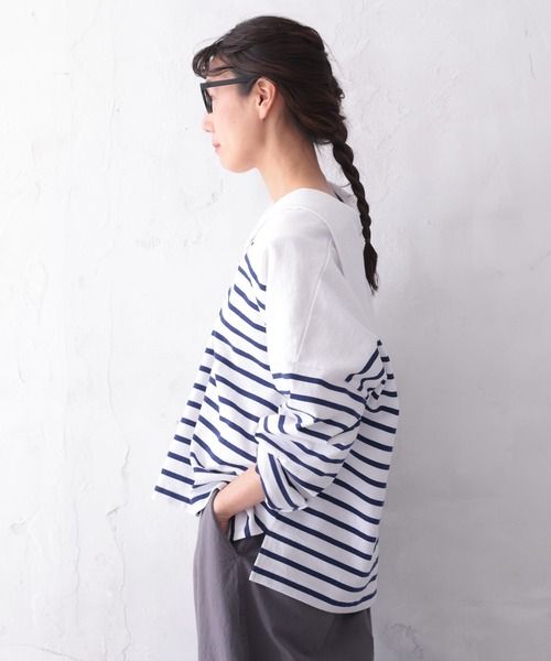 soulberry（ソウルベリー）の「おてんばblueセーラー襟のボーダーカットソー（Tシャツ/カットソー・レディース・ネイビー系・L/M/5L/4L/3L/LL）」の9枚目の写真