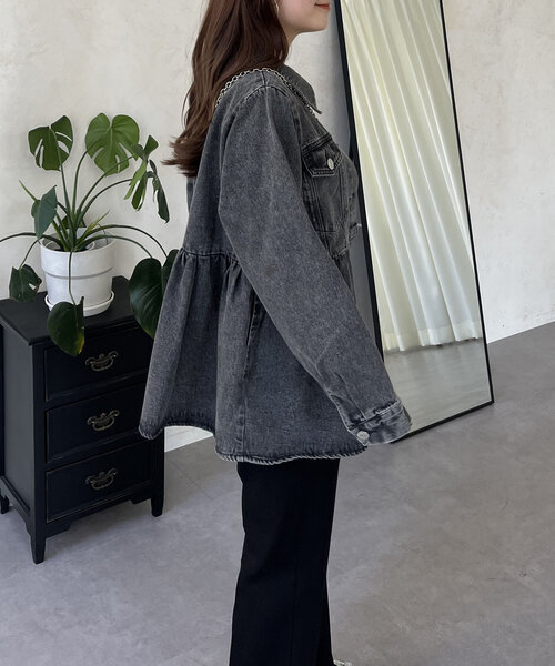 prose verse（プロズヴェール）の「ギャザーペプラムデニムジャケット（デニムジャケット・レディース・ブラック/ブルー・LARGE/MEDIUM）」の22枚目の写真