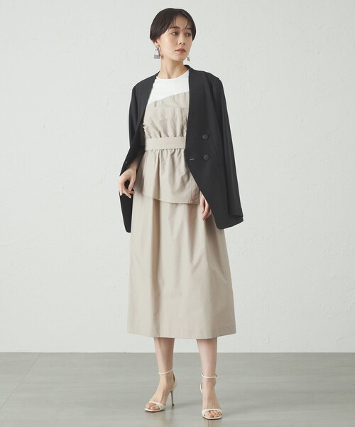 CAST:（キャストコロン）の「【セットアップ対応/洗える/吸水速乾】リネンライクノーカラーサマージャケット（テーラードジャケット・レディース・ネイビー/ベージュ/ブラック・S/M/L）」の5枚目の写真