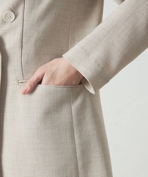 CAST:（キャストコロン）の「【セットアップ対応/洗える/吸水速乾】リネンライクノーカラーサマージャケット（テーラードジャケット・レディース・ネイビー/ベージュ/ブラック・S/M/L）」の14枚目の写真